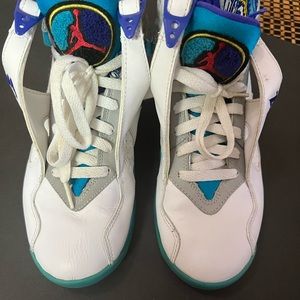 Sold……2007 Jordan Retro 8 OG White/Aqua Blue Basketball Shoes 316836-16